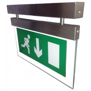 MPDB Maintained LED Decorative Brushed Chrome Exit Sign (Ceiling, Wall & Flag Mounted) IP20